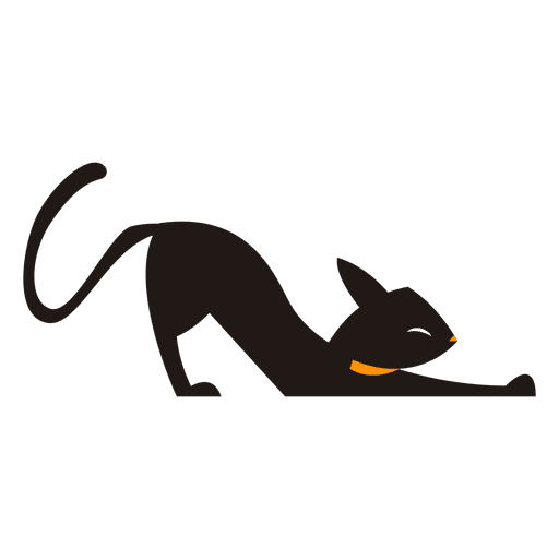 Black cat silhouette stretching PNG Design