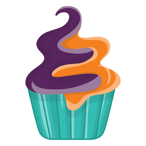 Colorful cartoon cupcake PNG Design