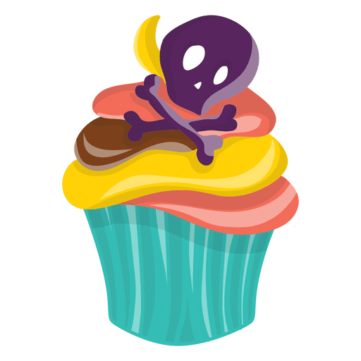 Cupcake mit Halloween-Totenkopf PNG-Design