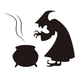 Silhueta de bruxa cozinhando Halloween Desenho PNG