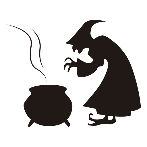 Silhueta de bruxa cozinhando Halloween Desenho PNG