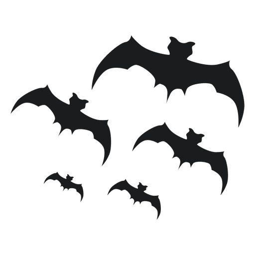 Set of black bat silhouettes PNG Design