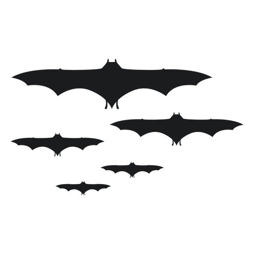 Conjunto de silhuetas de morcego preto 1 Desenho PNG
