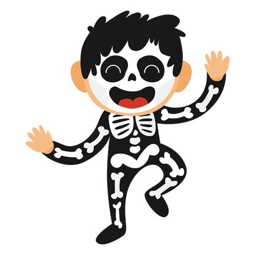 Skelett Kind Halloween Kostüm PNG-Design