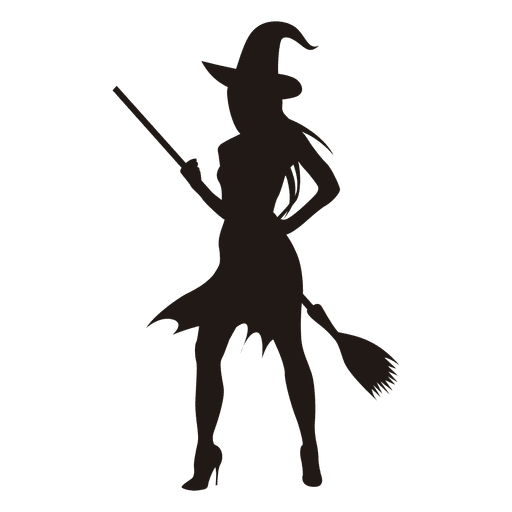 Young halloween witch silhouette PNG Design