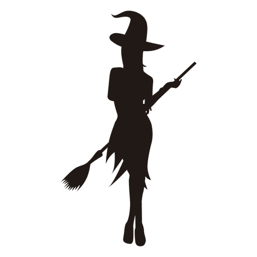 Young witch gril silhouette