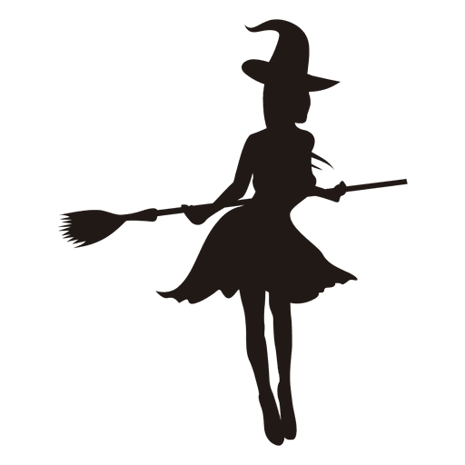 Witch girl silhouette with broom