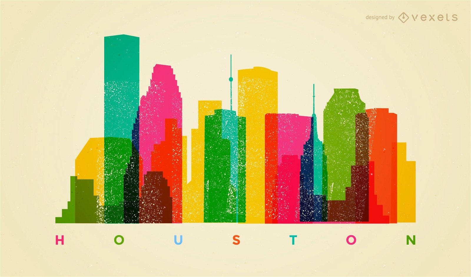 Bunte Skyline von Houston