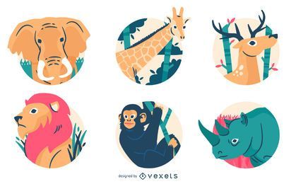 Insignias e ilustraciones de animales salvajes.