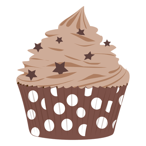 Chocolate frosting cupcake illustration