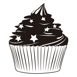 Ilustración de cupcake con estrellas Diseño PNG