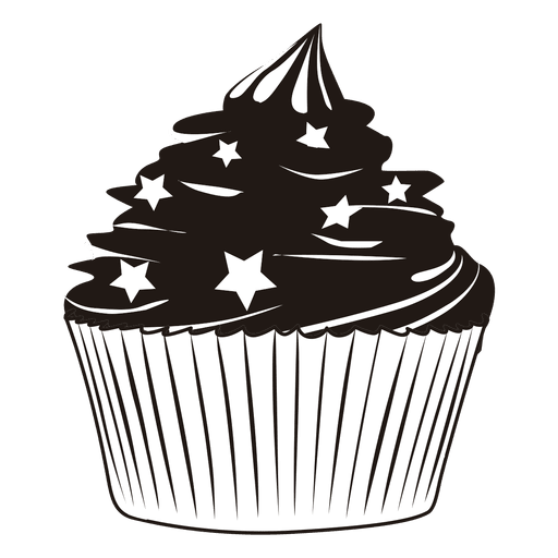 Cupcake-Illustration mit Sternen PNG-Design
