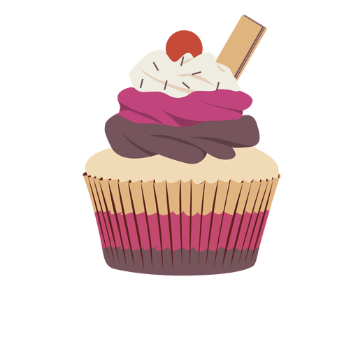 Ilustración de cupcake triple Diseño PNG