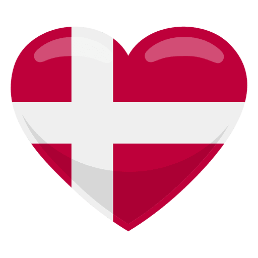 Bandera del coraz?n de Dinamarca Diseño PNG