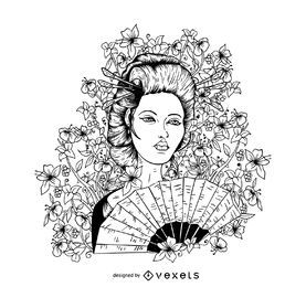 Chica geisha japonesa