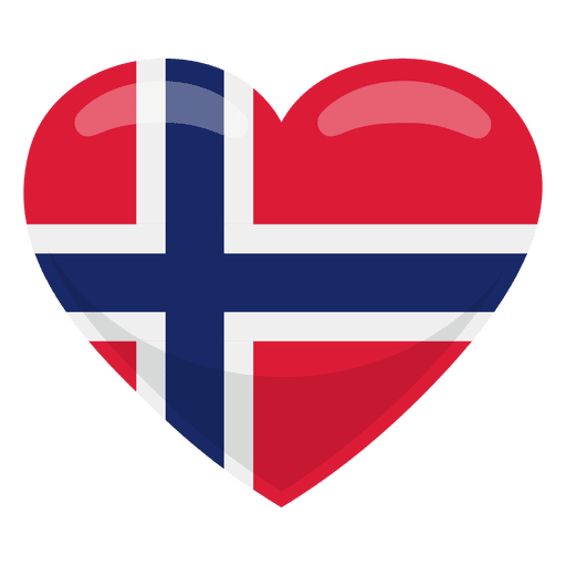 Bandera del coraz?n de Noruega Diseño PNG
