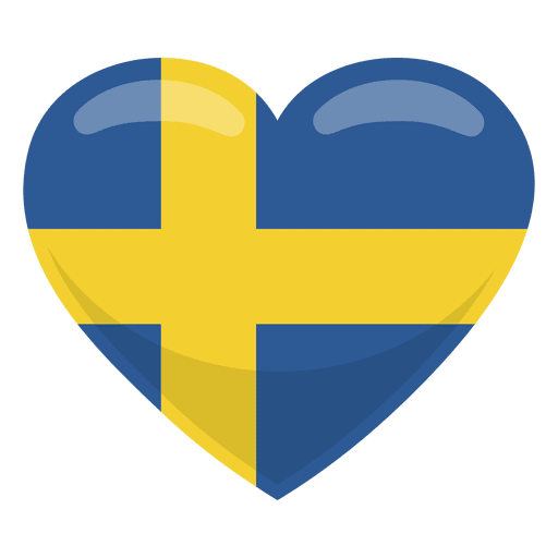 Bandera del coraz?n de Suecia Diseño PNG