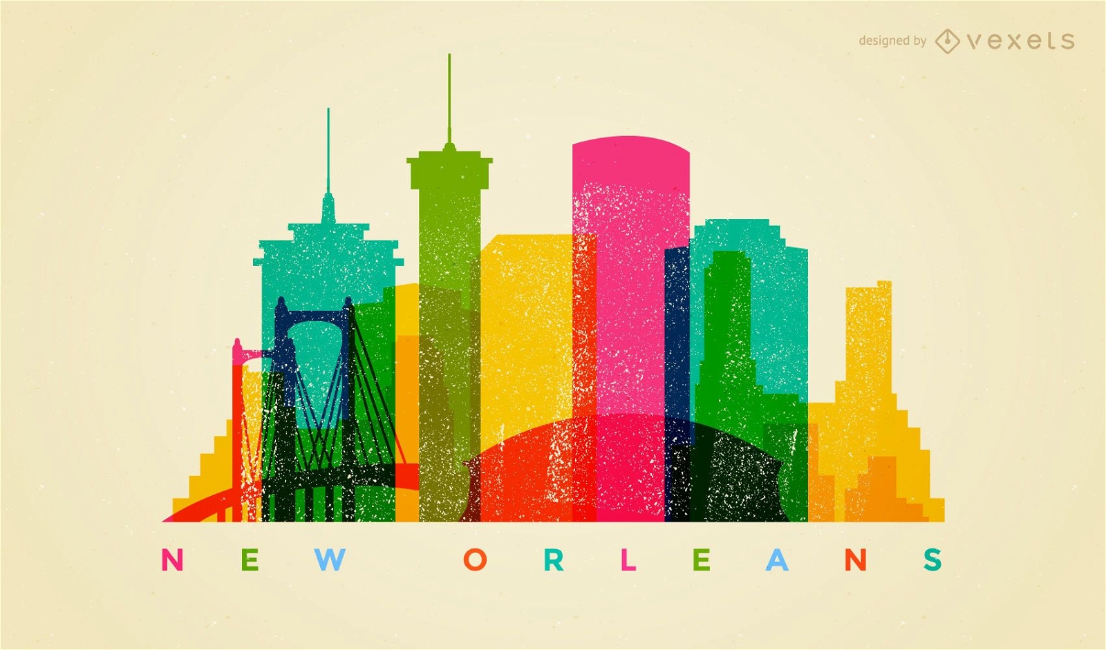 Colorful New Orleans skyline
