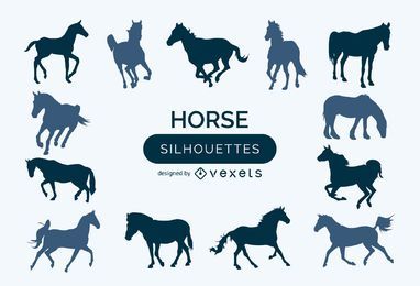 Set of horse silhouettes Set of horse silhouettes