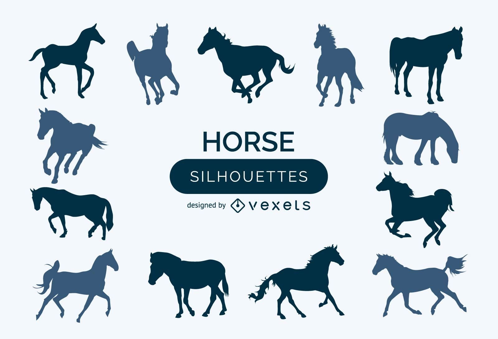 Set of horse silhouettes