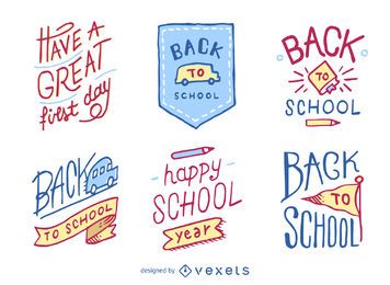 Hand drawn back to school badges and emblems Hand drawn back to school badges and emblems