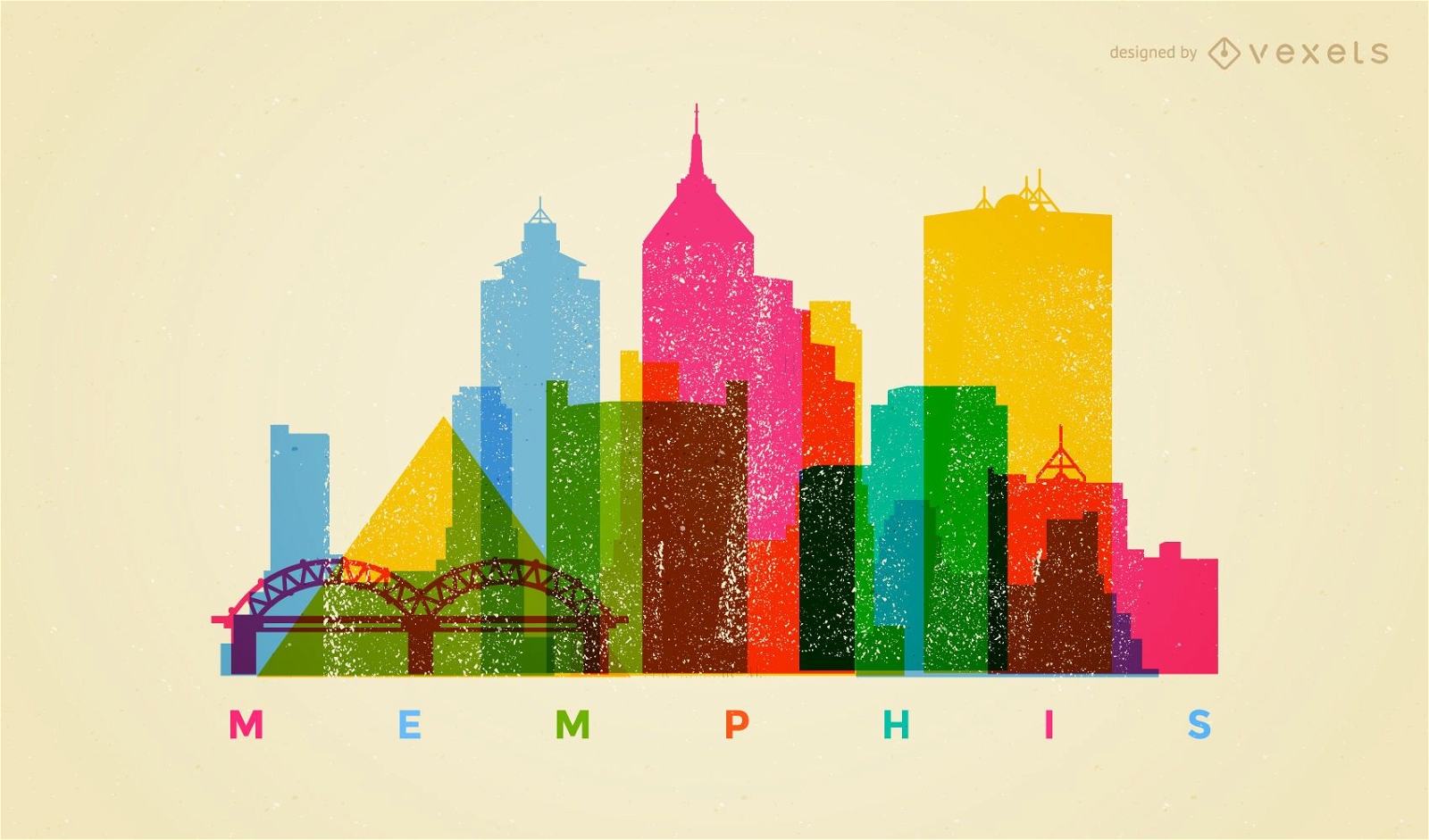 Colorful Memphis skyline