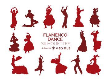 Siluetas de bailarina de flamenco