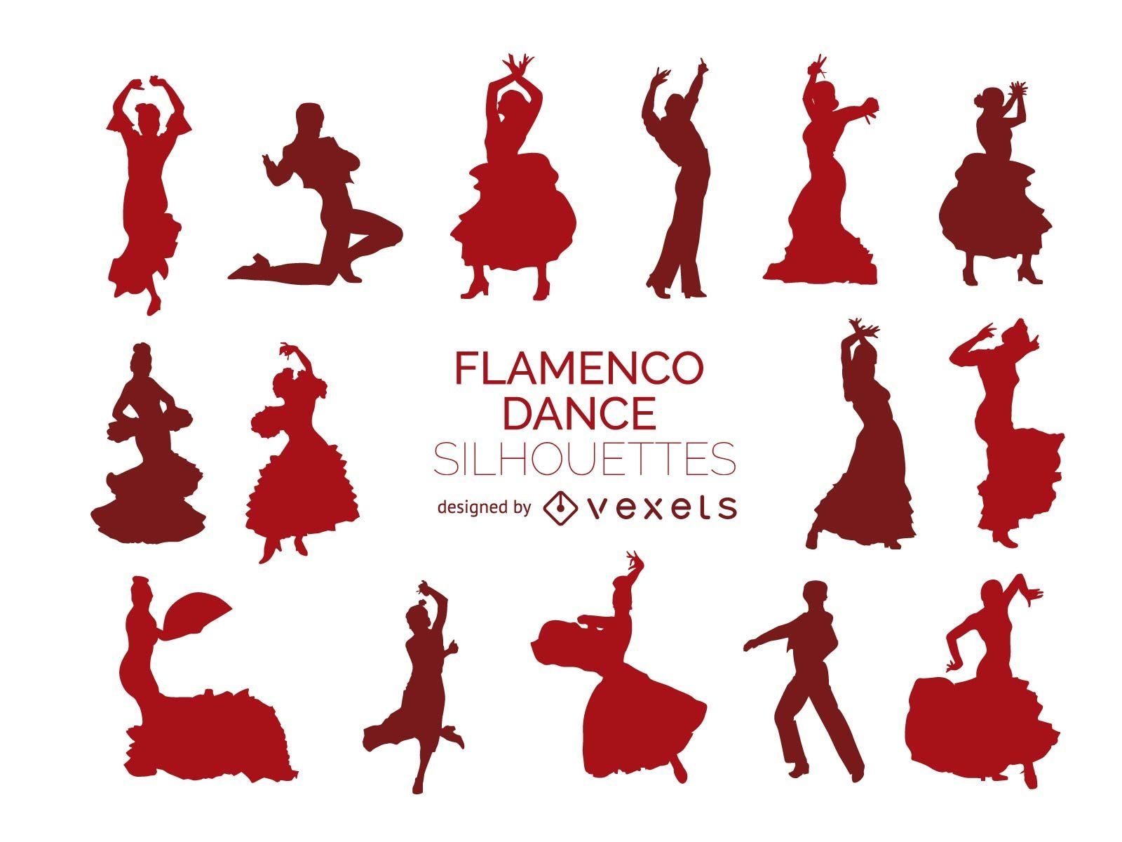 Siluetas de bailarina de flamenco