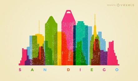 Colorful San Diego skyline