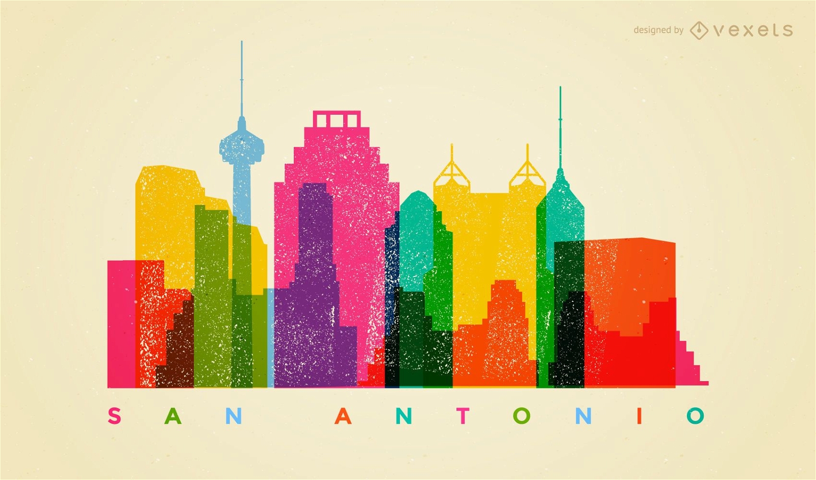 Bunte Skyline von San Antonio