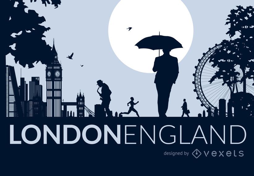 Horizonte de la ciudad de Londres con gente Horizonte de la ciudad de Londres con gente