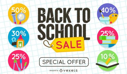 Regreso a la escuela signo de venta conjunto Regreso a la escuela signo de venta conjunto