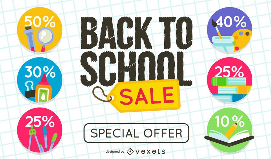 Back To School Sale Sign Set Vector Download