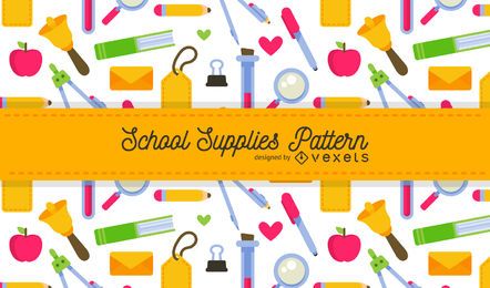Patrón de útiles escolares brillantes