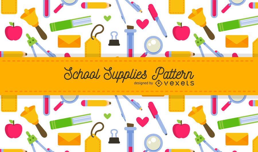 Bright school supplies pattern Bright school supplies pattern