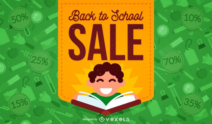 De volta à venda da escola com ilustração De volta à venda da escola com ilustração
