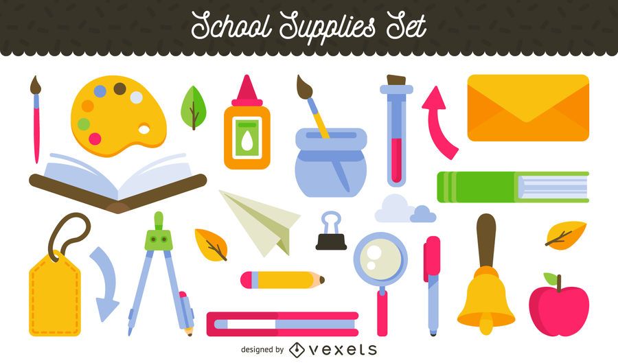 School supplies illustration set School supplies illustration set