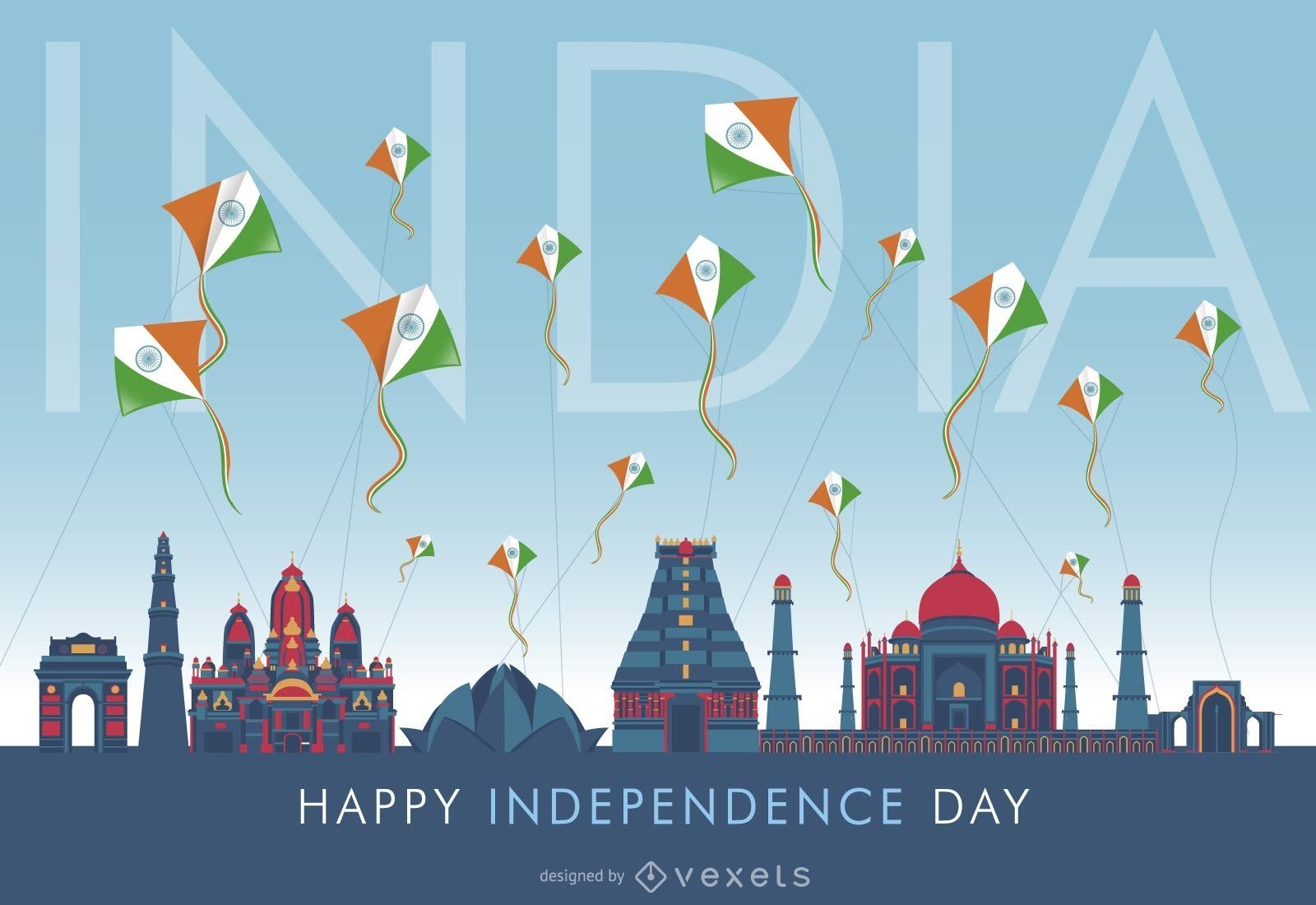 Diseño del horizonte del día de la independencia de la India