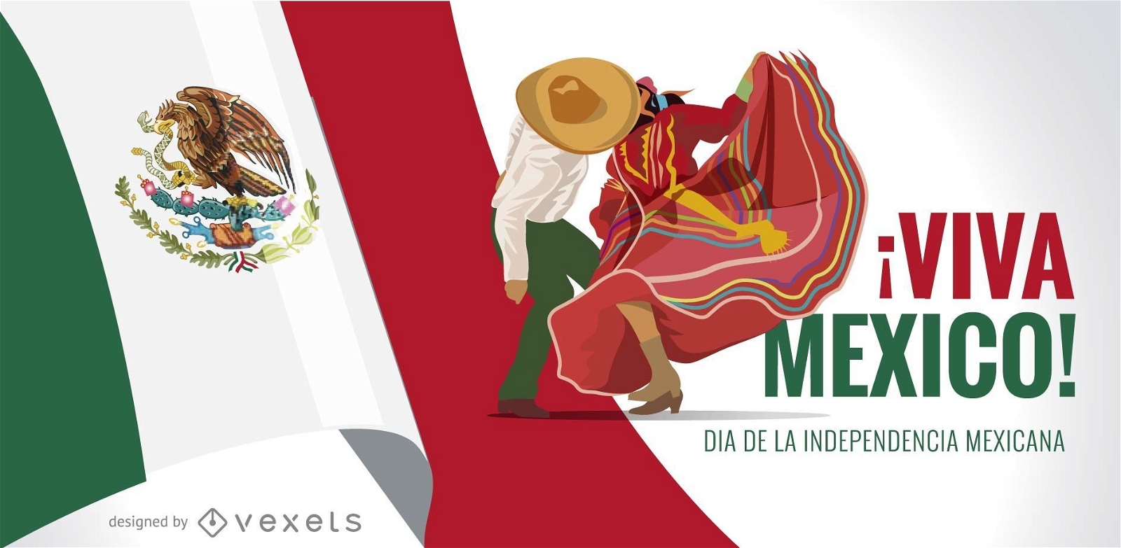 Diseño de banner del Día de la Independencia de Viva México