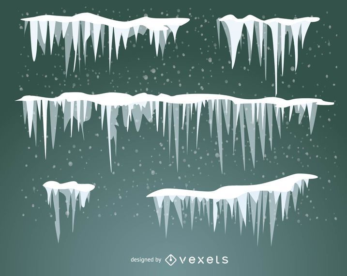 Set von illustriertem Schnee, Frost und Eiszapfen Set von illustriertem Schnee, Frost und Eiszapfen