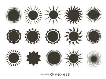 Colección de silueta de sol brillante