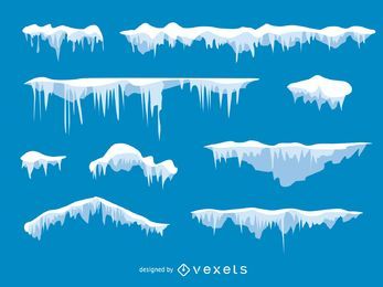 Conjunto ilustrado de geada e neve Conjunto ilustrado de geada e neve