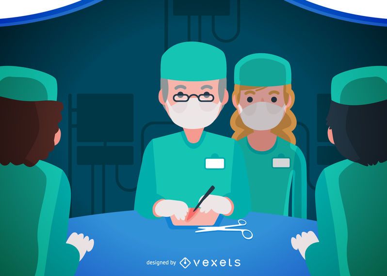 Flat illustrated surgery with doctors Flat illustrated surgery with doctors