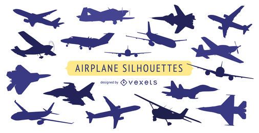 Coleção de silhueta de avião