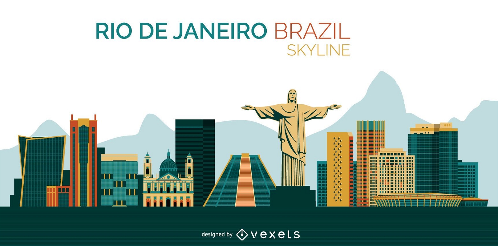 Diseño del horizonte de Río de Janeiro Brasil