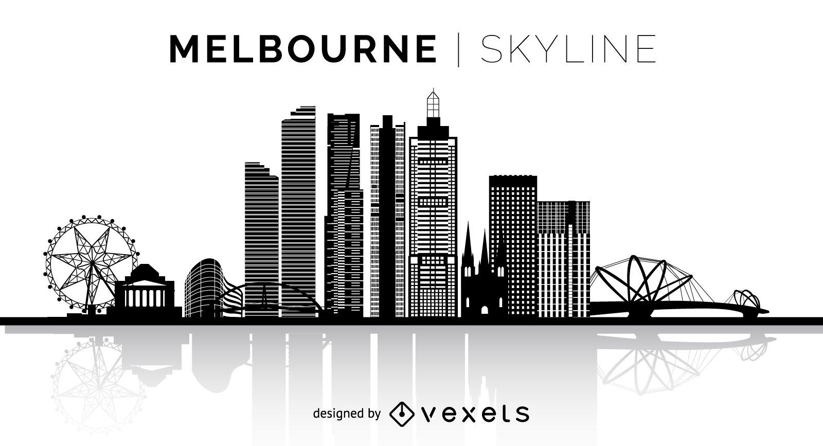 Melbourne silhouette skyline