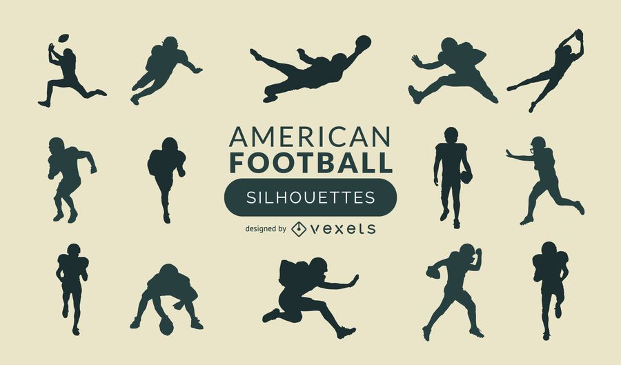 Conjunto de silhueta de futebol americano Conjunto de silhueta de futebol americano
