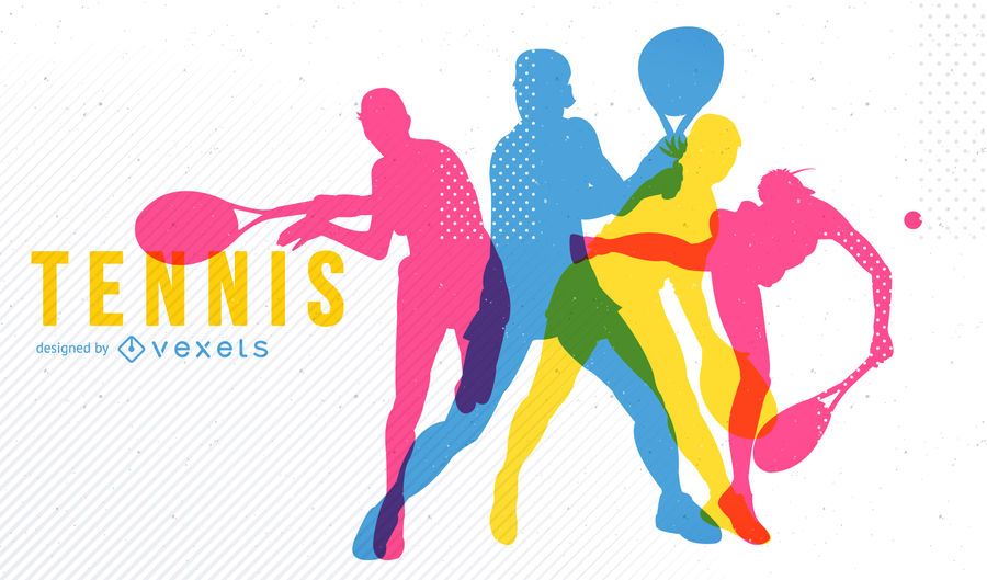 Brillante diseño de siluetas de tenis. Brillante diseño de siluetas de tenis.