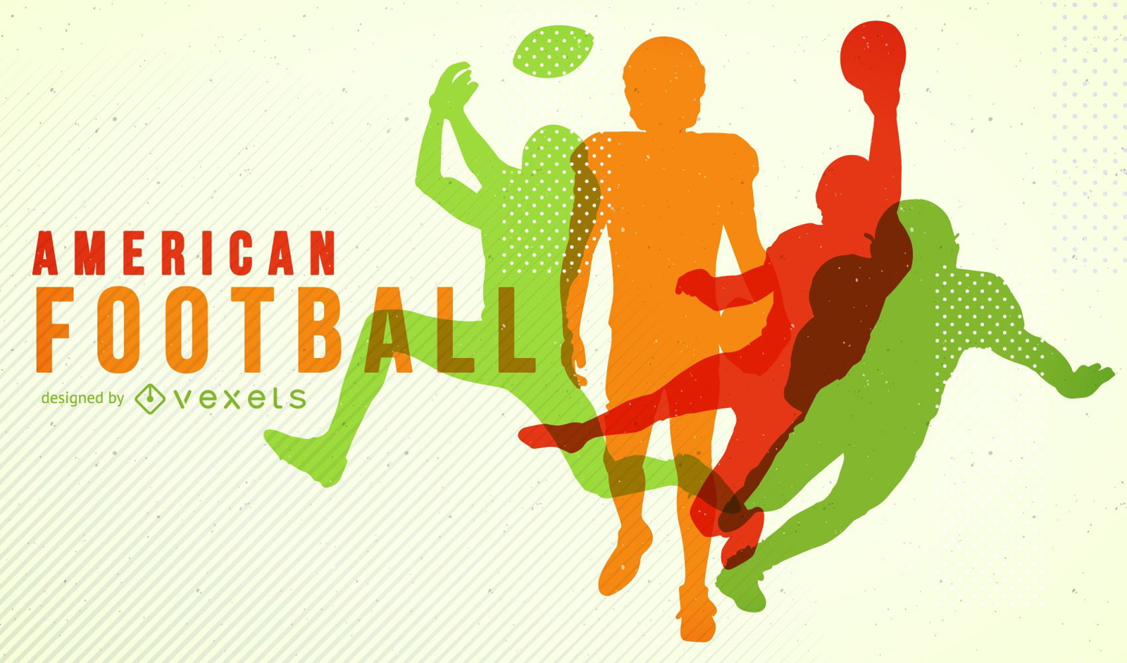 Colorido diseño de silueta de fútbol americano