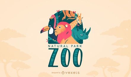 Modelo de logotipo do zoológico de animais